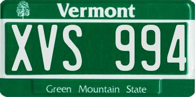 VT license plate XVS994