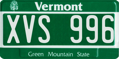 VT license plate XVS996