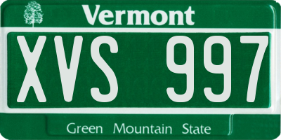 VT license plate XVS997