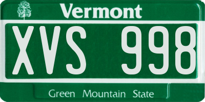VT license plate XVS998