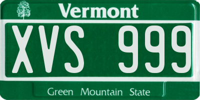 VT license plate XVS999