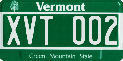 VT license plate XVT002