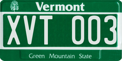 VT license plate XVT003