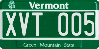 VT license plate XVT005
