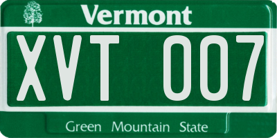 VT license plate XVT007