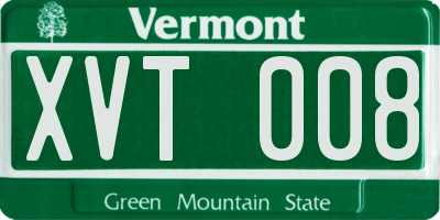 VT license plate XVT008