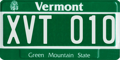 VT license plate XVT010