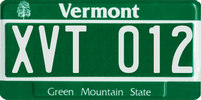VT license plate XVT012