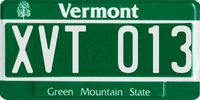 VT license plate XVT013