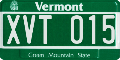 VT license plate XVT015
