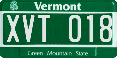VT license plate XVT018