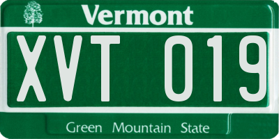 VT license plate XVT019