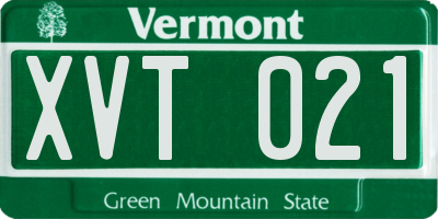 VT license plate XVT021