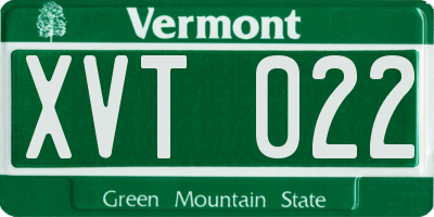 VT license plate XVT022