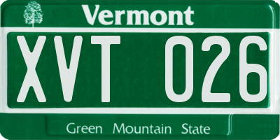 VT license plate XVT026