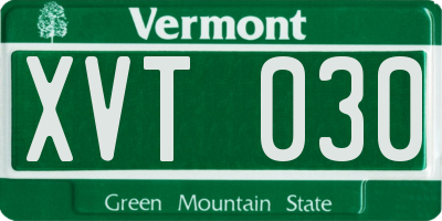 VT license plate XVT030
