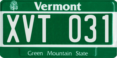 VT license plate XVT031