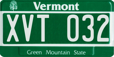 VT license plate XVT032