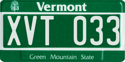VT license plate XVT033