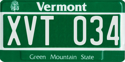 VT license plate XVT034