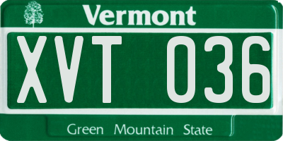 VT license plate XVT036