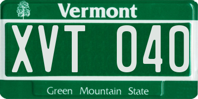VT license plate XVT040