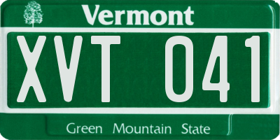 VT license plate XVT041