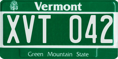 VT license plate XVT042