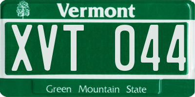 VT license plate XVT044