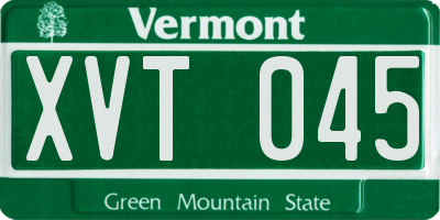 VT license plate XVT045