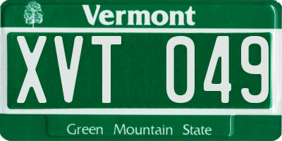 VT license plate XVT049