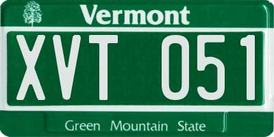VT license plate XVT051