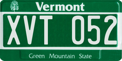 VT license plate XVT052