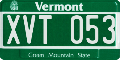 VT license plate XVT053