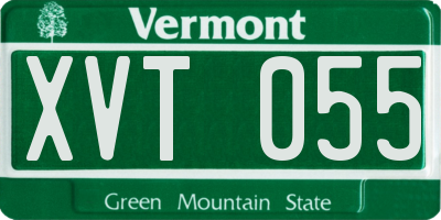 VT license plate XVT055