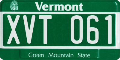 VT license plate XVT061