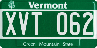 VT license plate XVT062
