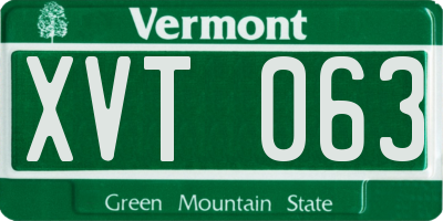 VT license plate XVT063