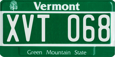 VT license plate XVT068
