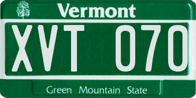 VT license plate XVT070