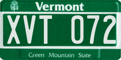 VT license plate XVT072
