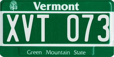 VT license plate XVT073