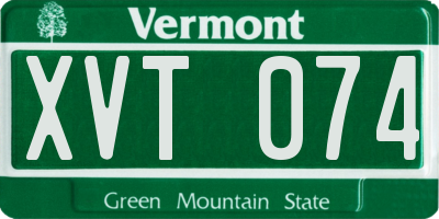 VT license plate XVT074