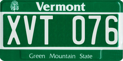 VT license plate XVT076