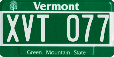 VT license plate XVT077
