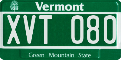 VT license plate XVT080