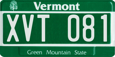 VT license plate XVT081
