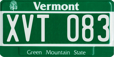 VT license plate XVT083