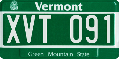 VT license plate XVT091