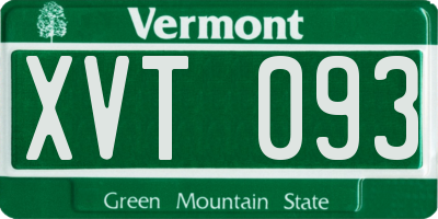 VT license plate XVT093
